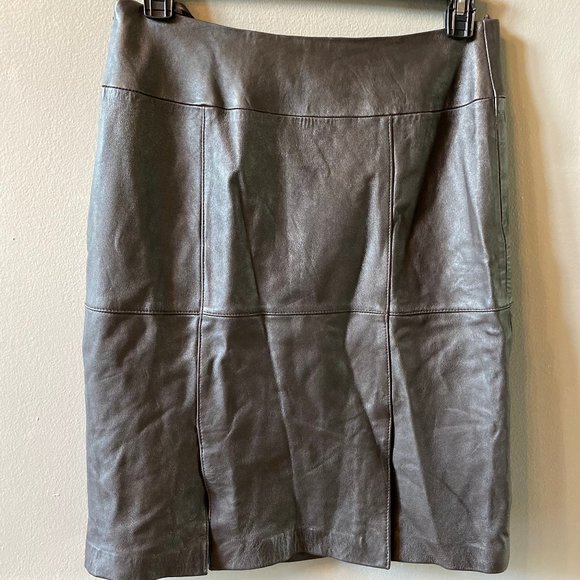 JACLYN SMITH Buttery Soft, Chocolate Brown Genuine Leather Skirt - Picture 2 of 7